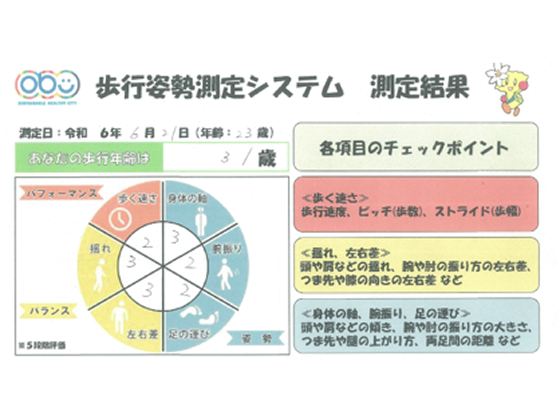 歩行姿勢測定システムの結果表